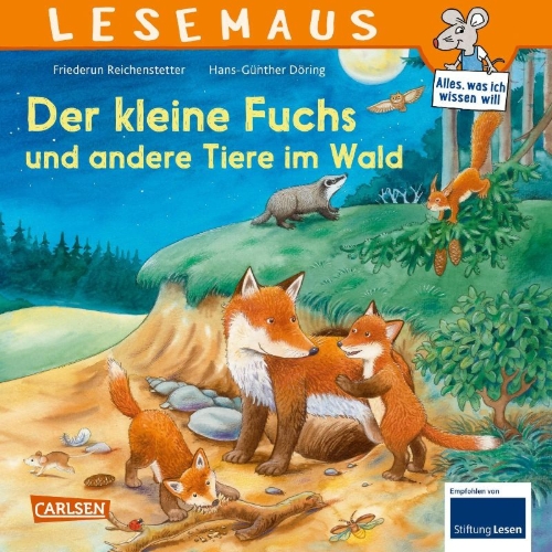 Buchcover und Innenansicht für das Buch: LESEMAUS 181: Der kleine Fuchs und andere Tiere im Wald