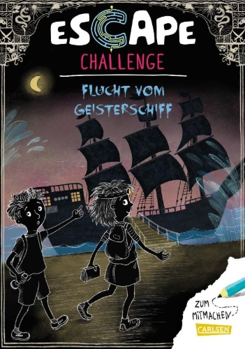 Buchcover und Innenansicht für das Buch: Escape-Buch für Grundschulkinder: Escape Challenge: Flucht vom Geisterschiff