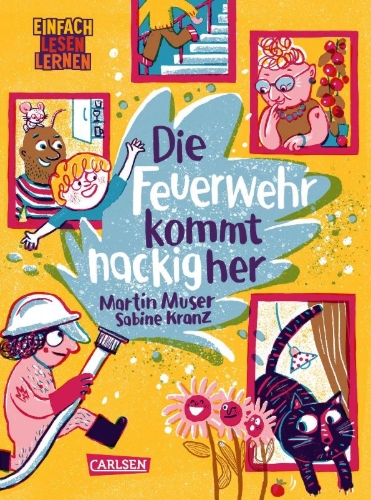 Buchcover und Innenansicht für das Buch: Die Feuerwehr kommt nackig her