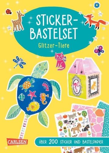 Buchcover und Innenansicht für das Buch: Bastelset für Kinder: Sticker-Bastelset: Glitzer-Tiere