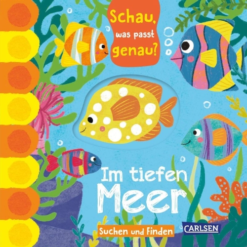 Buchcover und Innenansicht für das Buch: Schau, was passt genau? Im tiefen Meer