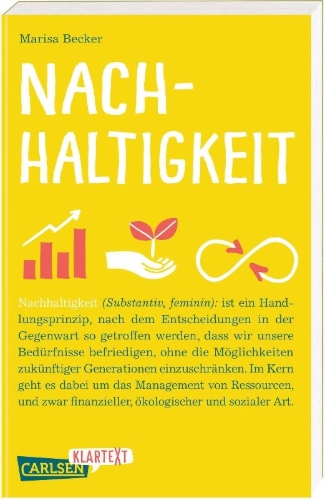 Buchcover und Innenansicht für das Buch: Nachhaltigkeit (Carlsen Klartext)