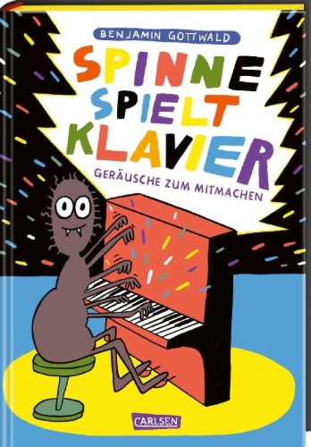 Buchcover und Innenansicht für das Buch: Spinne spielt Klavier