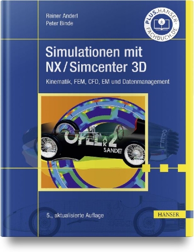Buchcover und Innenansicht für das Buch: Simulationen mit NX / Simcenter 3D