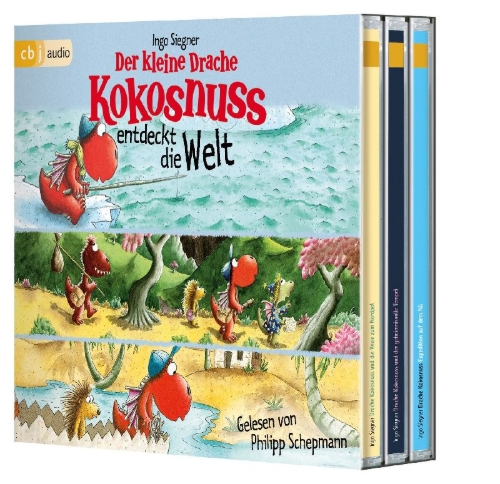 Buchcover und Innenansicht für das Buch: Der kleine Drache Kokosnuss entdeckt die Welt