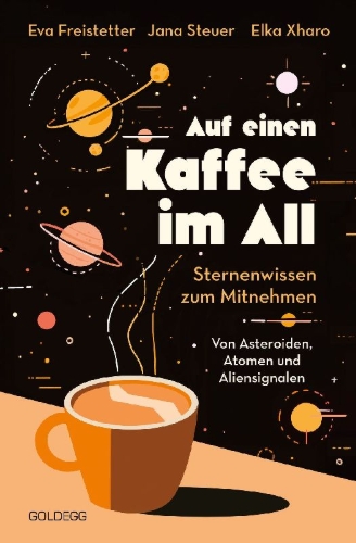 Buchcover und Innenansicht für das Buch: Auf einen Kaffee im All