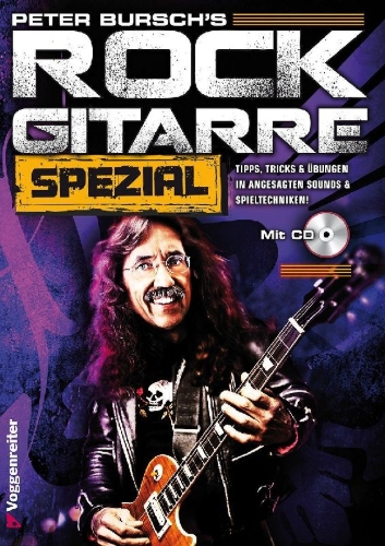 Buchcover und Innenansicht für das Buch: Peter Bursch's Rock Gitarre Spezial