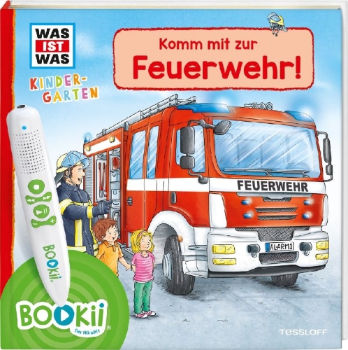 Buchcover und Innenansicht für das Buch: BOOKii® WAS IST WAS Kindergarten Komm mit zur Feuerwehr!