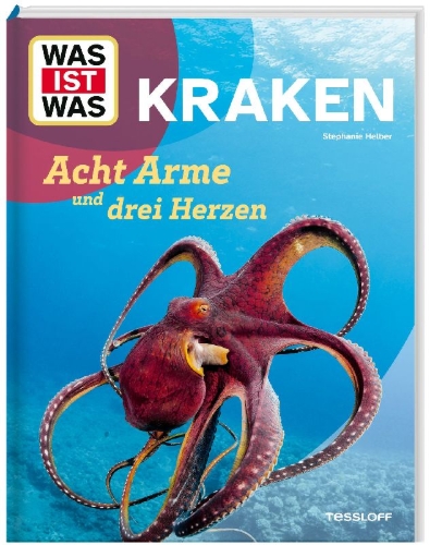 Buchcover und Innenansicht für das Buch: WAS IST WAS Kraken. Acht Arme und drei Herzen