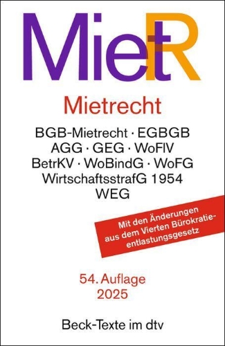 Buchcover und Innenansicht für das Buch: Mietrecht. MietR