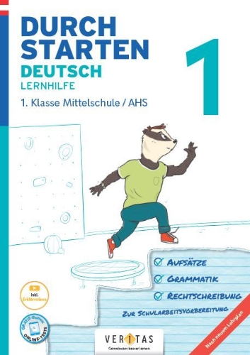Buchcover und Innenansicht für das Buch: Durchstarten 1. Klasse - Deutsch AHS - Lernhilfe