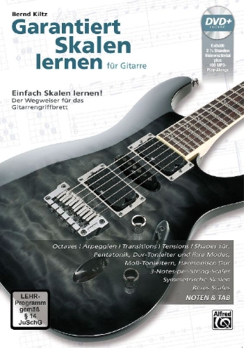 Buchcover und Innenansicht für das Buch: Garantiert Skalen lernen für Gitarre