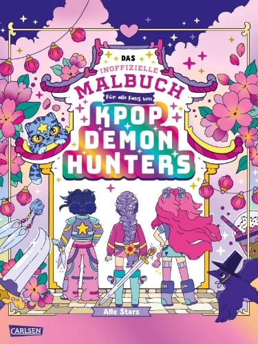Buchcover und Innenansicht für das Buch: K-POP Das inoffizielle Malbuch für Fans von K-POP DEMON HUNTERS