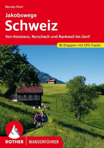 Buchcover und Innenansicht für das Buch: Jakobswege Schweiz