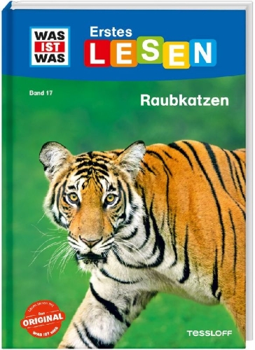 Buchcover und Innenansicht für das Buch: WAS IST WAS Erstes Lesen Band 17. Raubkatzen