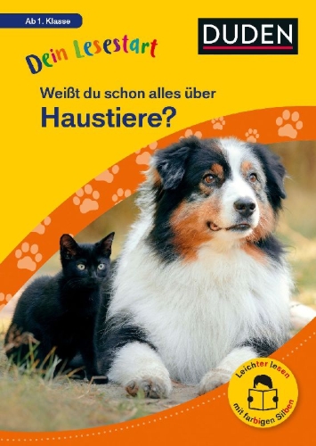 Buchcover und Innenansicht für das Buch: Dein Lesestart: Weißt du schon alles über Haustiere? Ab 1. Klasse