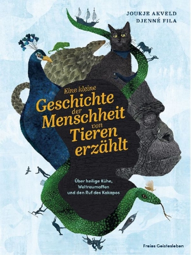 Buchcover und Innenansicht für das Buch: Een kleine geschiedenis van de mens door dierenogen