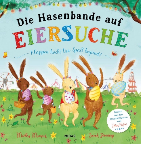 Buchcover und Innenansicht für das Buch: Die Hasenbande auf Eiersuche