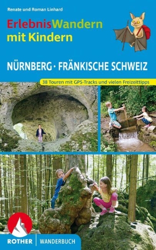 Buchcover und Innenansicht für das Buch: Erlebniswandern mit Kindern Nürnberg - Fränkische Schweiz