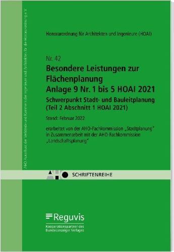 Buchcover und Innenansicht für das Buch: Besondere Leistungen zur Flächenplanung - Anlage 9 Nr. 1 bis 5 HOAI 2021 - Schwerpunkt Stadt- und Bauleitplanung (Teil 2 Abschnitt 1 HOAI 2021)
