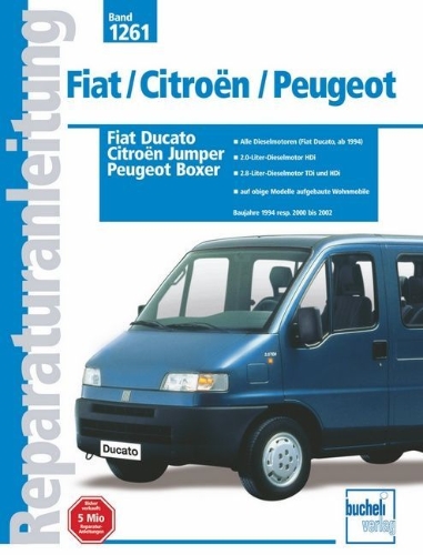 Buchcover und Innenansicht für das Buch: Fiat Ducato / Citroen Jumper / Peugeot Boxer Baujahre 1994 resp. 2000 bis 2002