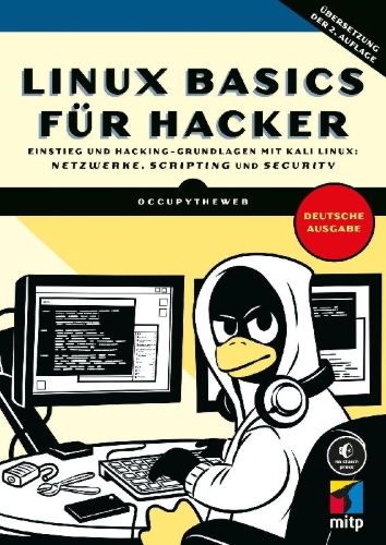 Buchcover und Innenansicht für das Buch: Linux Basics für Hacker