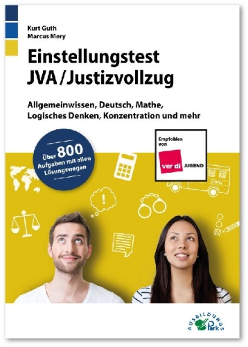 Buchcover und Innenansicht für das Buch: Einstellungstest JVA / Justizvollzug