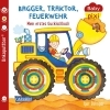 Buchcover und Innenansicht für das Buch: Baby Pixi (unkaputtbar) 115: Bagger, Traktor, Feuerwehr