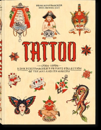 Buchcover und Innenansicht für das Buch: TATTOO. 1730s-1970s. Henk Schiffmacher's Private Collection