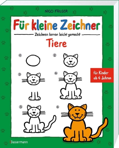 Buchcover und Innenansicht für das Buch: Für kleine Zeichner - Tiere