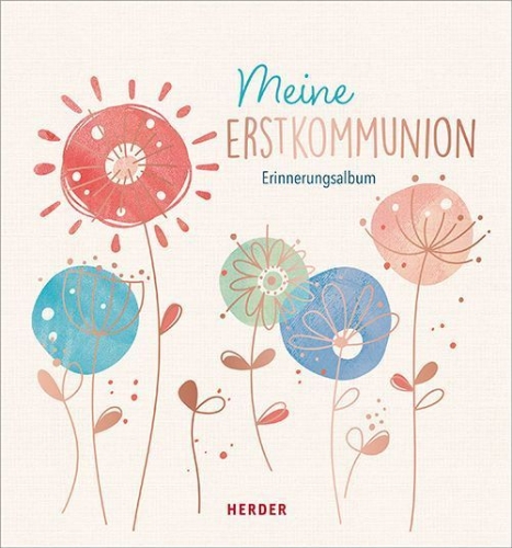 Buchcover und Innenansicht für das Buch: Meine Erstkommunion Erinnerungsalbum Floral