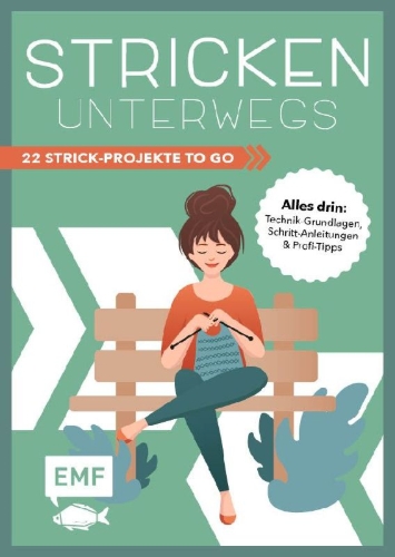 Buchcover und Innenansicht für das Buch: Stricken unterwegs