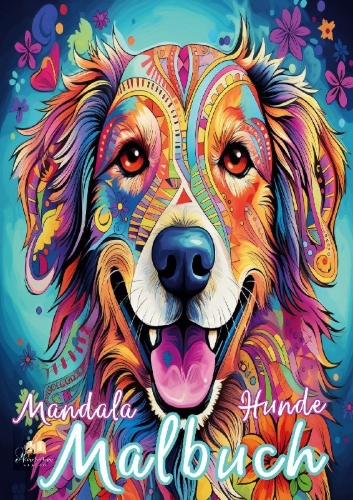 Buchcover und Innenansicht für das Buch: Mandala Malbuch Hunde für Kinder ab 8 Jahren mit 50 schönen Ausmalbildern