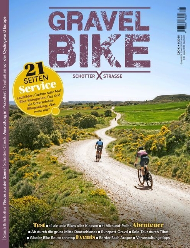 Buchcover und Innenansicht für das Buch: Gravelbike - Schotter-Strassen 01/2025