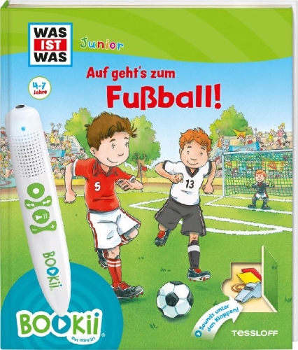 Buchcover und Innenansicht für das Buch: BOOKii® WAS IST WAS Junior Auf geht´s zum Fußball!