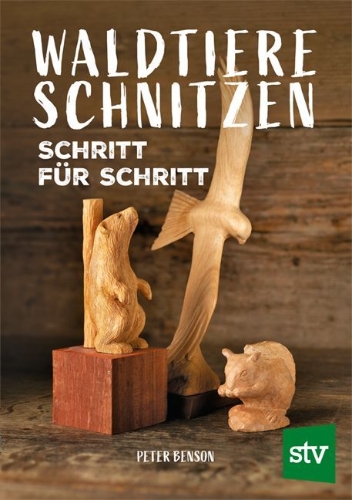 Buchcover und Innenansicht für das Buch: Waldtiere schnitzen