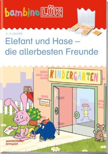 Buchcover und Innenansicht für das Buch: Lük. Bambino. Elefant und Hase, die allerbesten Freunde: Basales Training