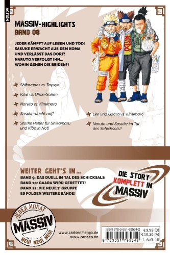 Buchcover und Innenansicht für das Buch: NARUTO Massiv 8