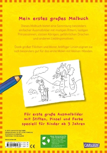 Buchcover und Innenansicht für das Buch: Mein erstes großes Malbuch: Märchen: Malen ab 3 Jahren