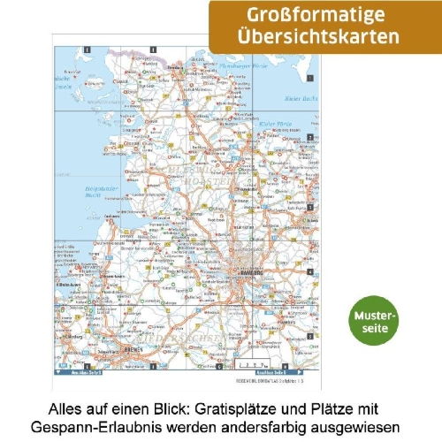 Buchcover und Innenansicht für das Buch: Bordatlas Stellplatzführer 2026