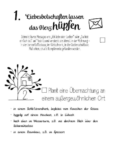 Buchcover und Innenansicht für das Buch: Die NEUE Bucket List für Paare