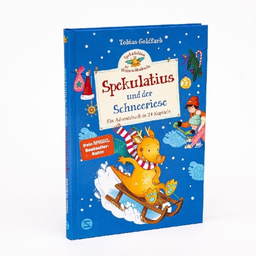 Buchcover und Innenansicht für das Buch: Spekulatius, der Weihnachtsdrache. Spekulatius und der Schneeriese