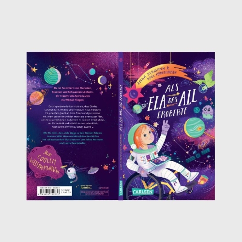 Buchcover und Innenansicht für das Buch: Als Ela das All eroberte