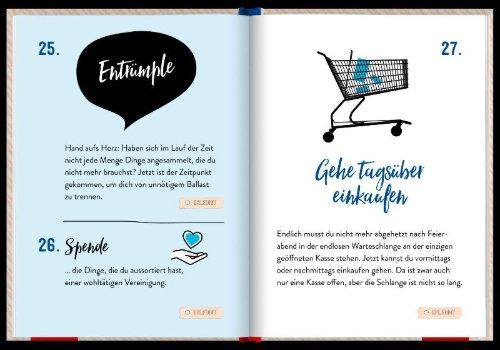 Buchcover und Innenansicht für das Buch: 100 Dinge, für die man im Ruhestand endlich Zeit hat