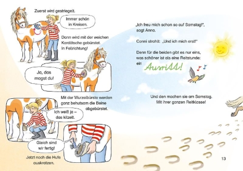 Buchcover und Innenansicht für das Buch: Lesespaß mit Conni: Conni und das wilde Pony (Zum Lesenlernen)