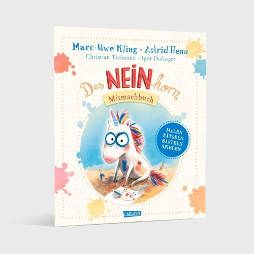 Buchcover und Innenansicht für das Buch: Das NEINhorn Mitmachbuch