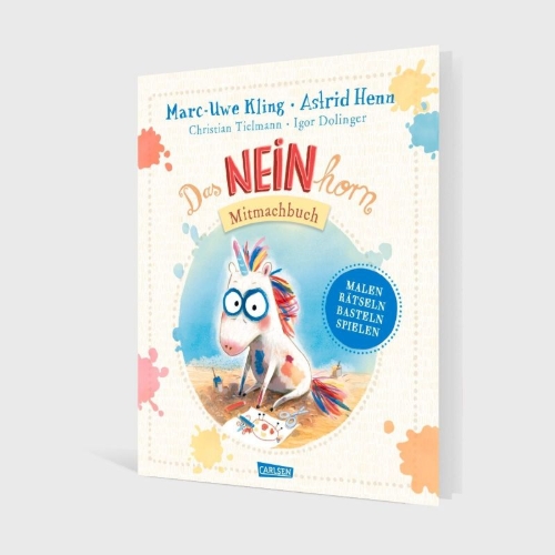 Buchcover und Innenansicht für das Buch: Das NEINhorn Mitmachbuch