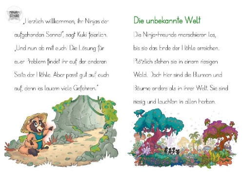 Buchcover und Innenansicht für das Buch: LESEZUG/2. Klasse - Lesestufe 1: Der Ninja-Schatz