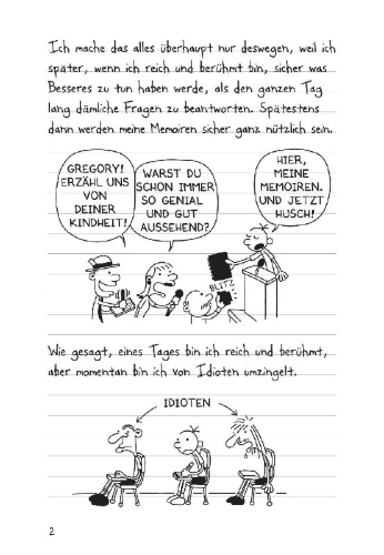 Buchcover und Innenansicht für das Buch: Diary of a Wimpy Kid