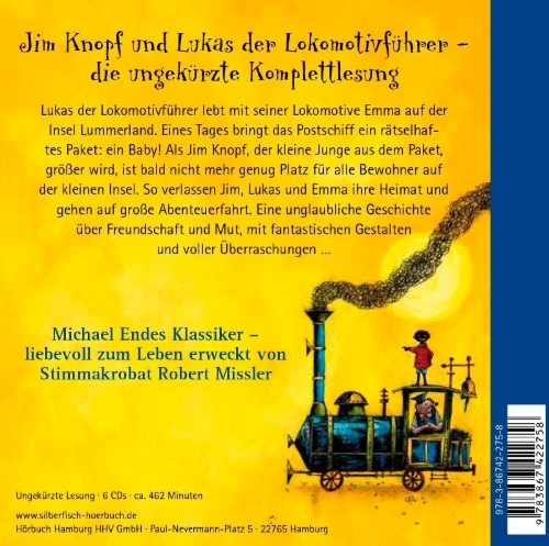 Buchcover und Innenansicht für das Buch: Jim Knopf und Lukas der Lokomotivführer - Die Komplettlesung